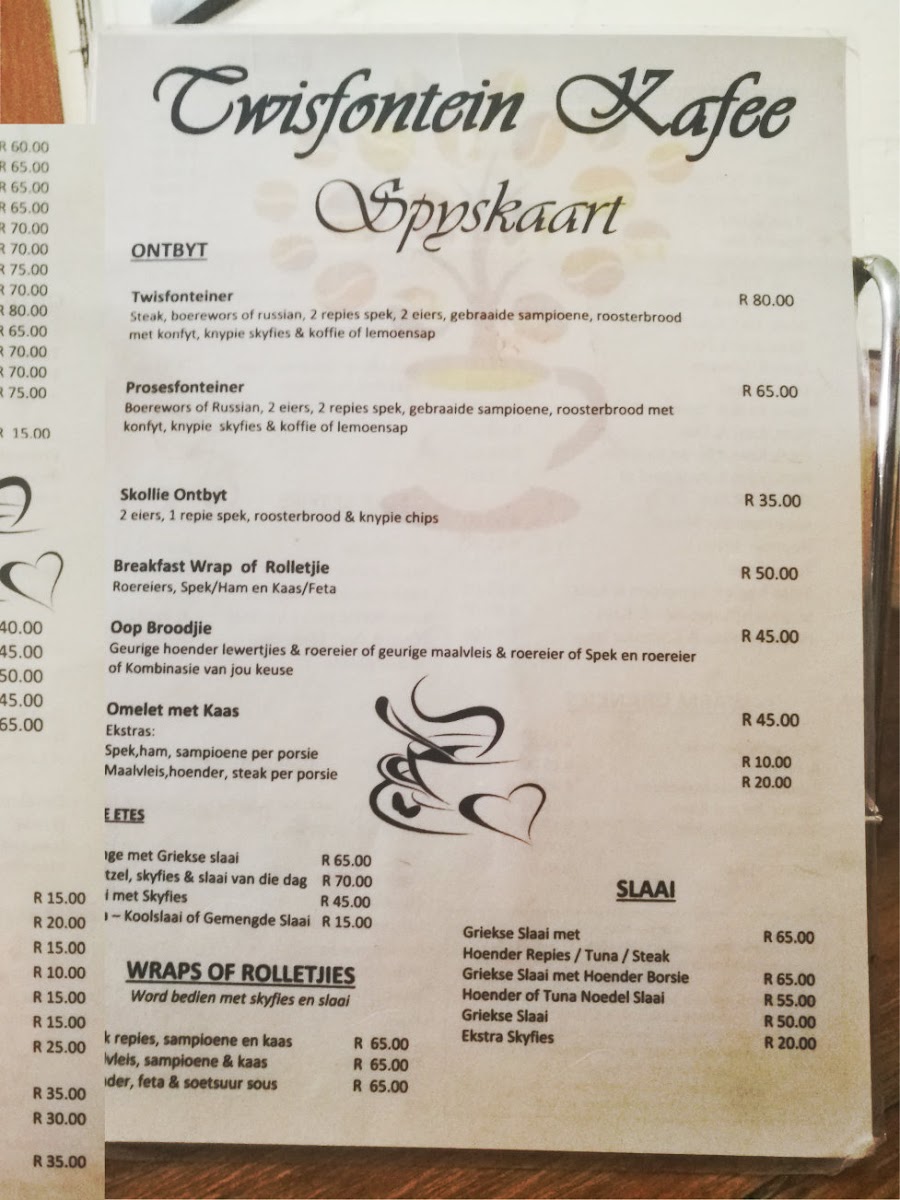 Twisfontein Kafee Photo Menu 4