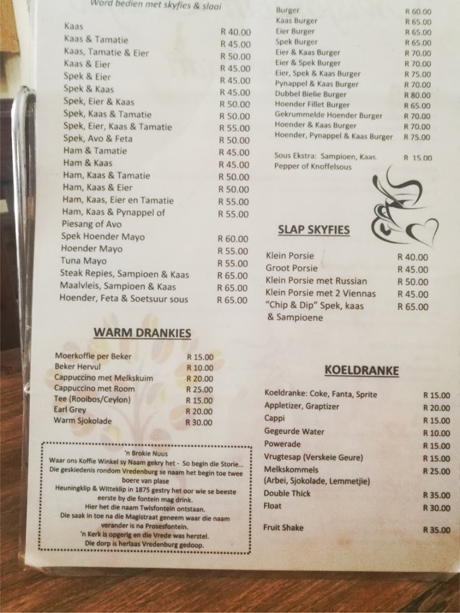 Twisfontein Kafee Photo Menu 5