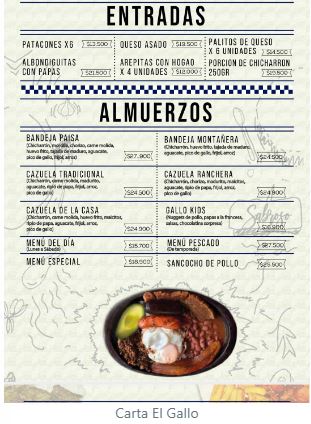 Quien Tiene La Dicha Que Tiene El Gallo Photo Menu 2