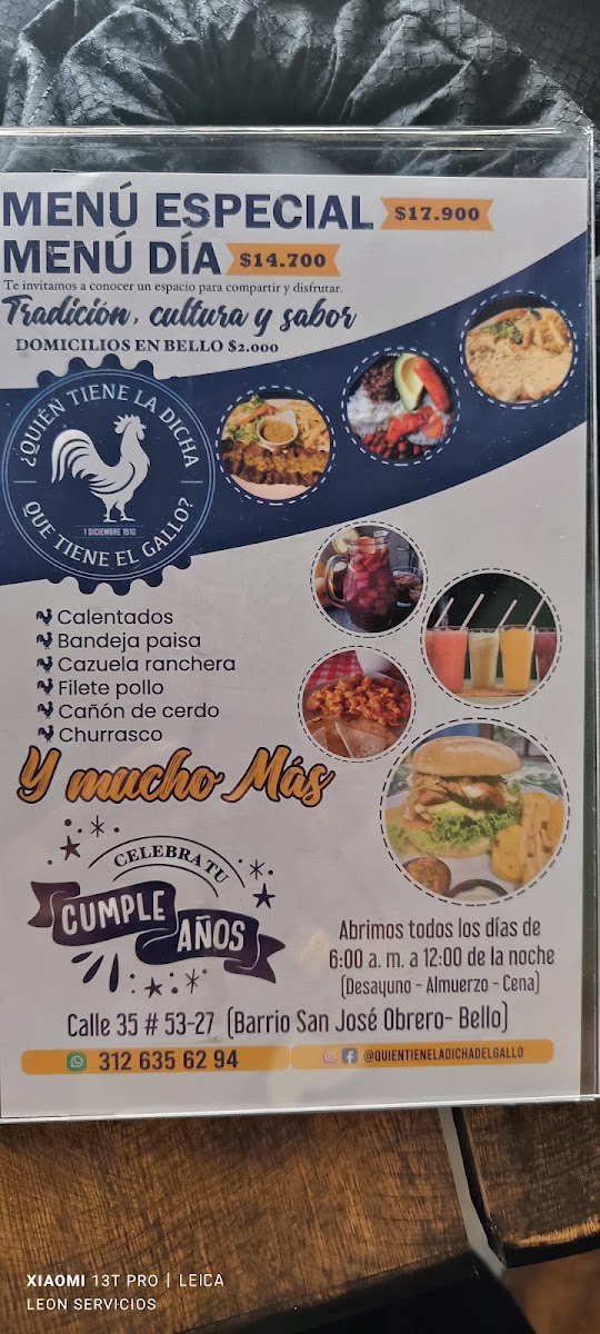 Quien Tiene La Dicha Que Tiene El Gallo Photo Menu 7