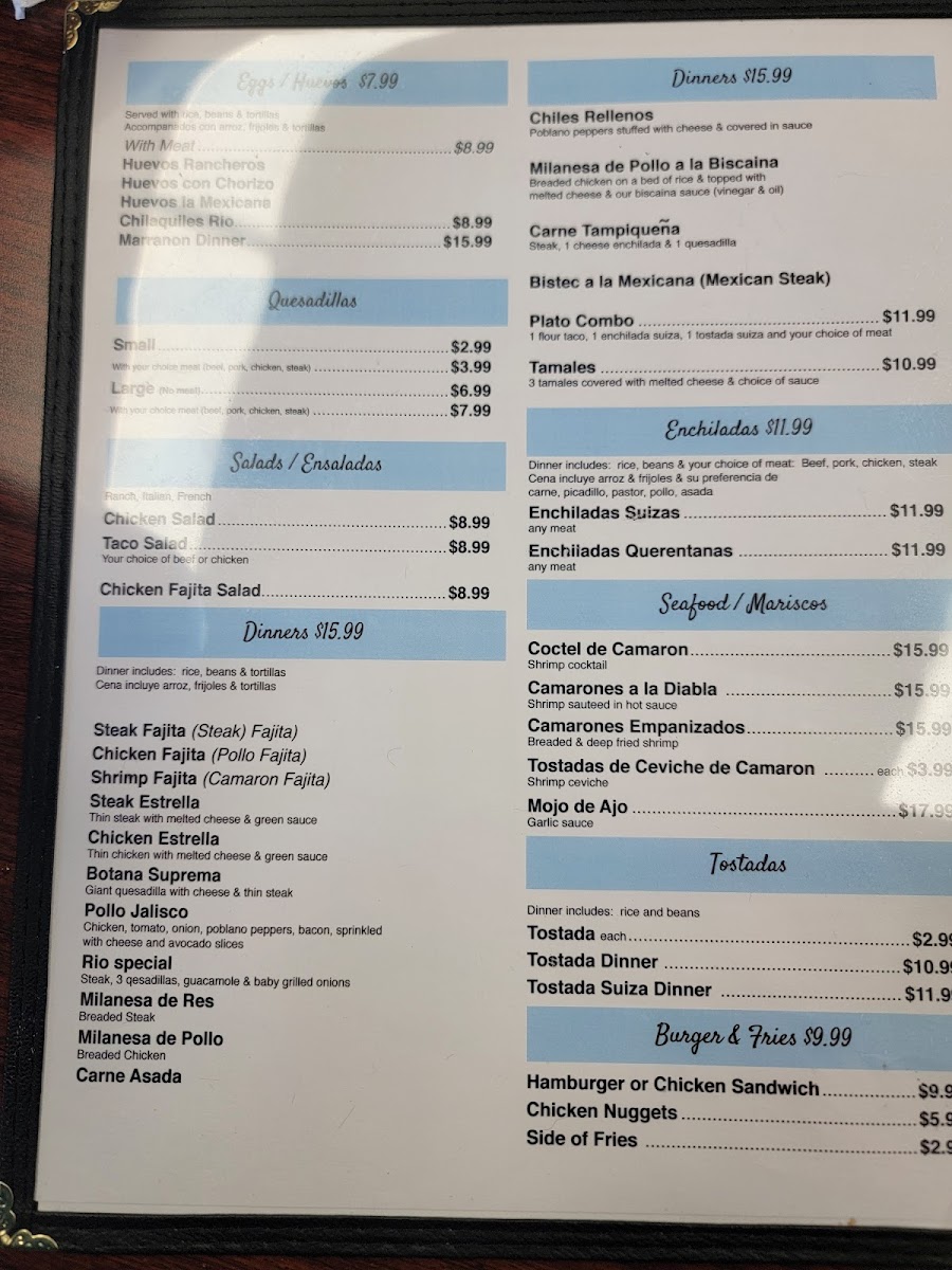 El Rio Authentic Mexican Restaurant Photo Menu 1