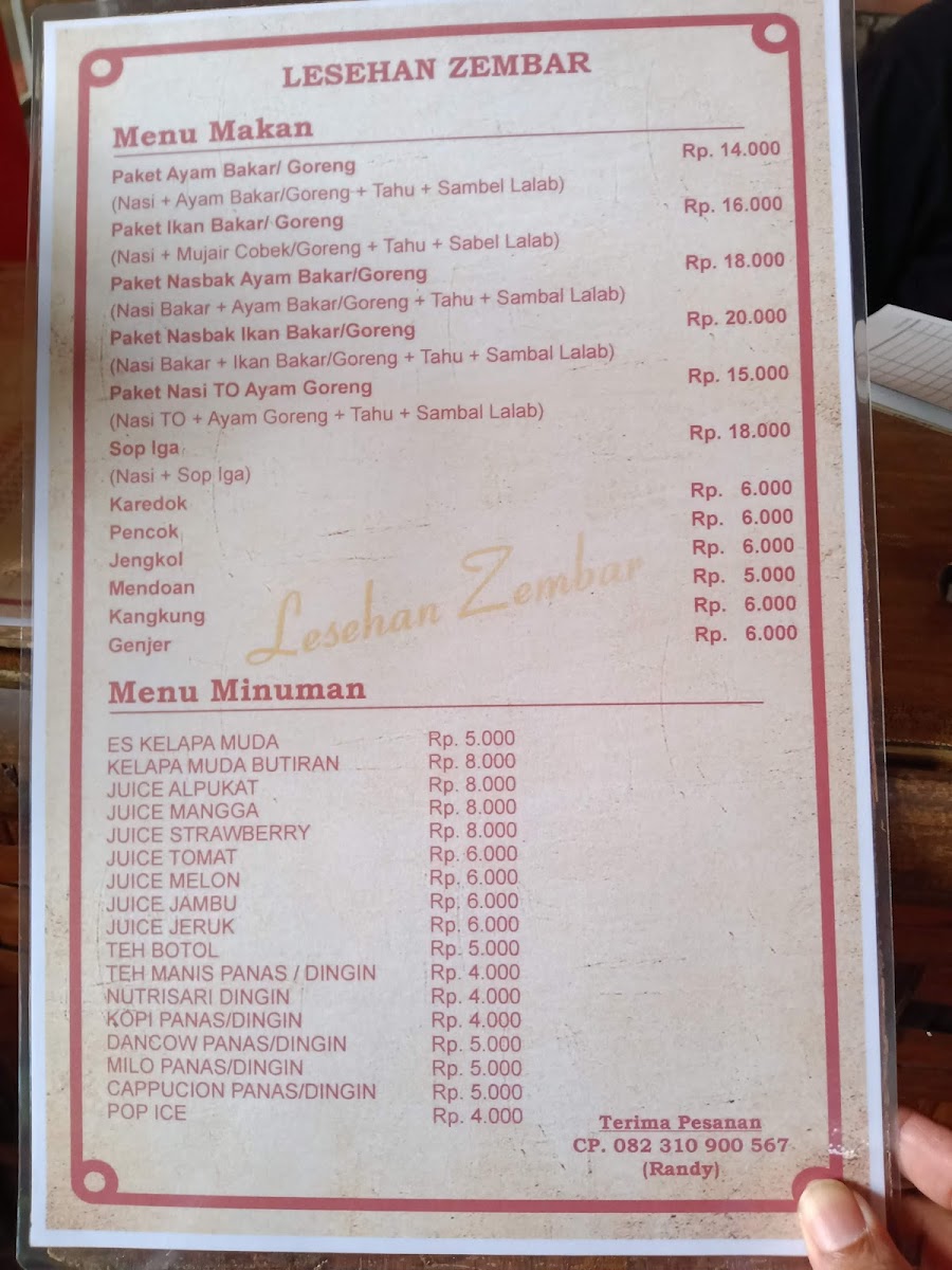 Rumah Makan Lesehan Zembar Photo Menu 3