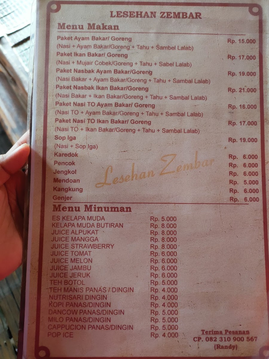 Rumah Makan Lesehan Zembar Photo Menu 6