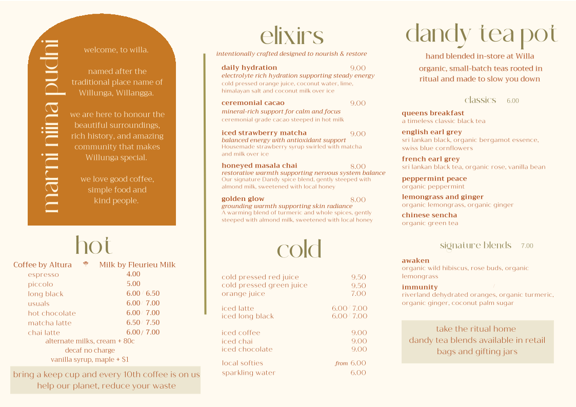 Willa Coffee Shop Photo Menu 2