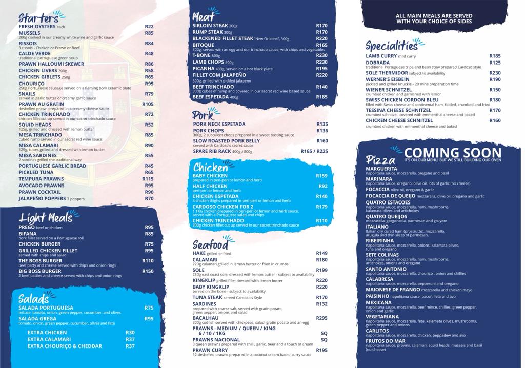 Cardoso Portuguese Kitchen Bar & Lodge Photo Menu 2