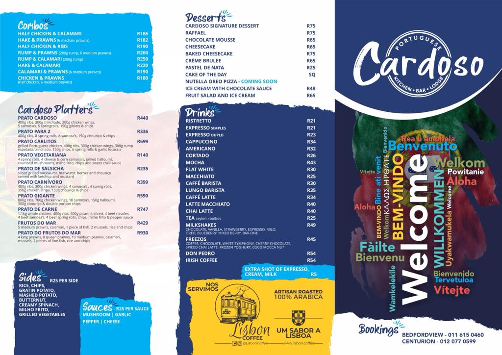 Cardoso Portuguese Kitchen Bar & Lodge Photo Menu 3