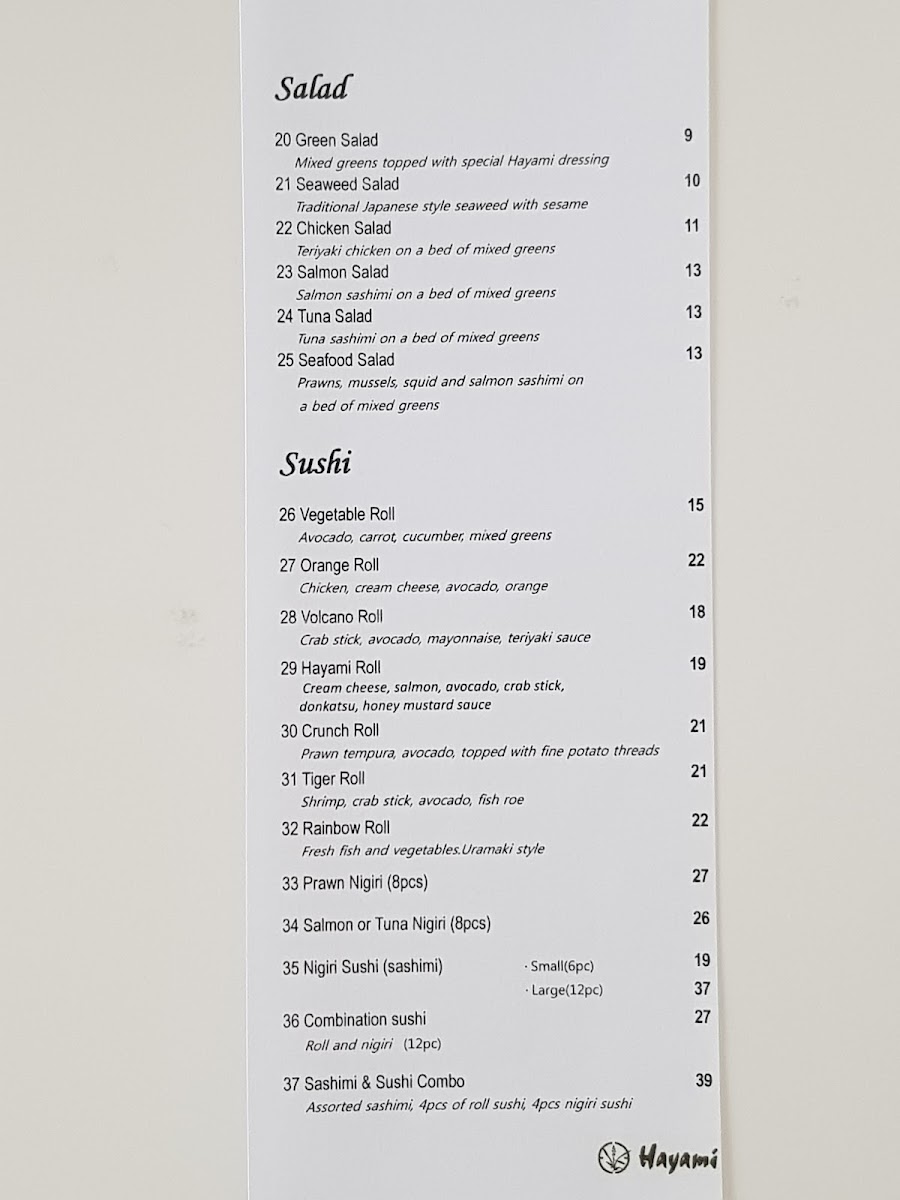 Hayami Japanese restaurant Photo Menu 9