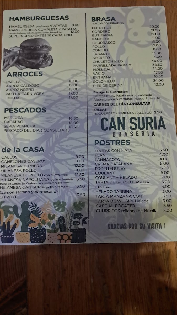 Can suria Restaurante Braseria Photo Menu 2