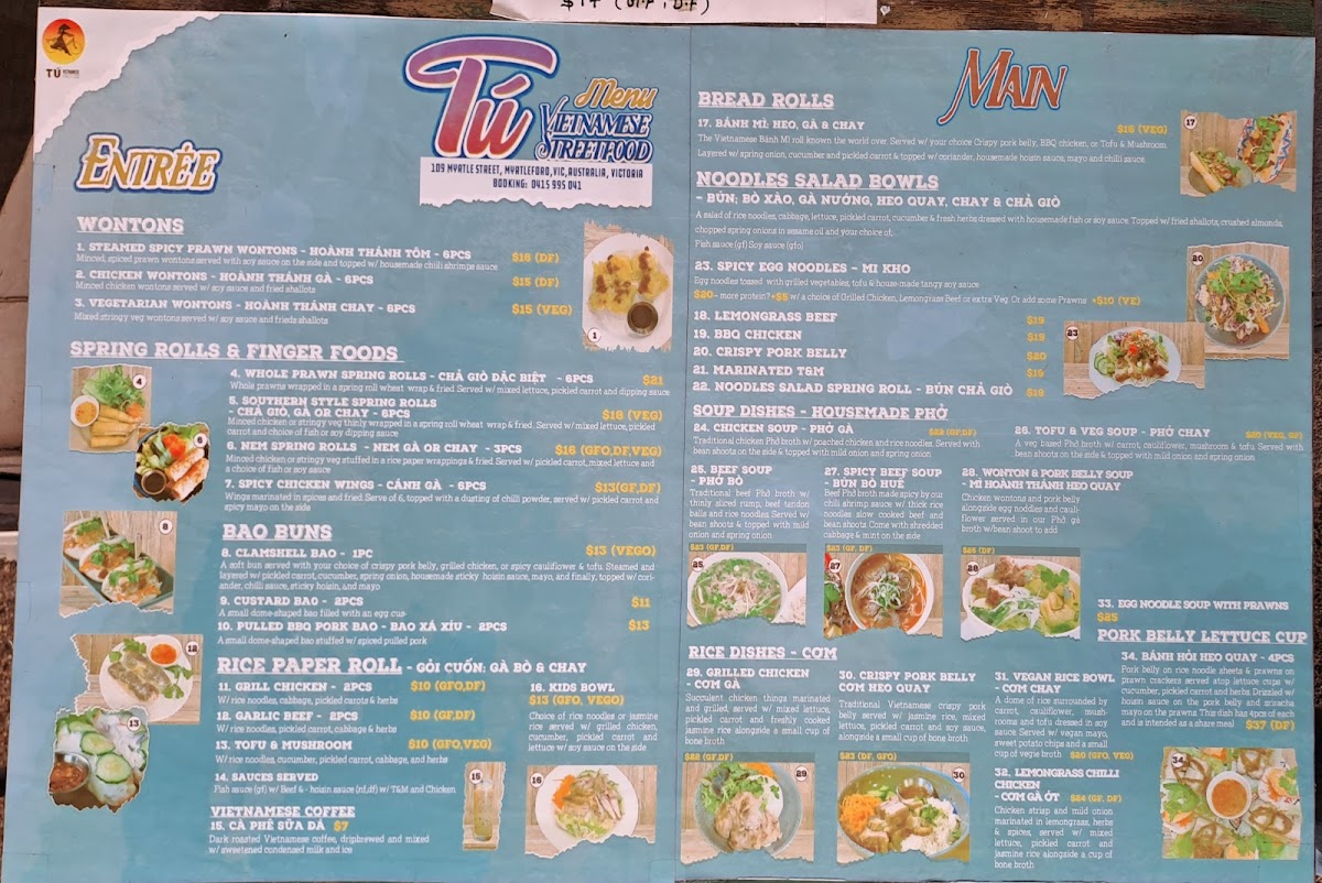 Tu Vietnamese Street Food Photo Menu 1