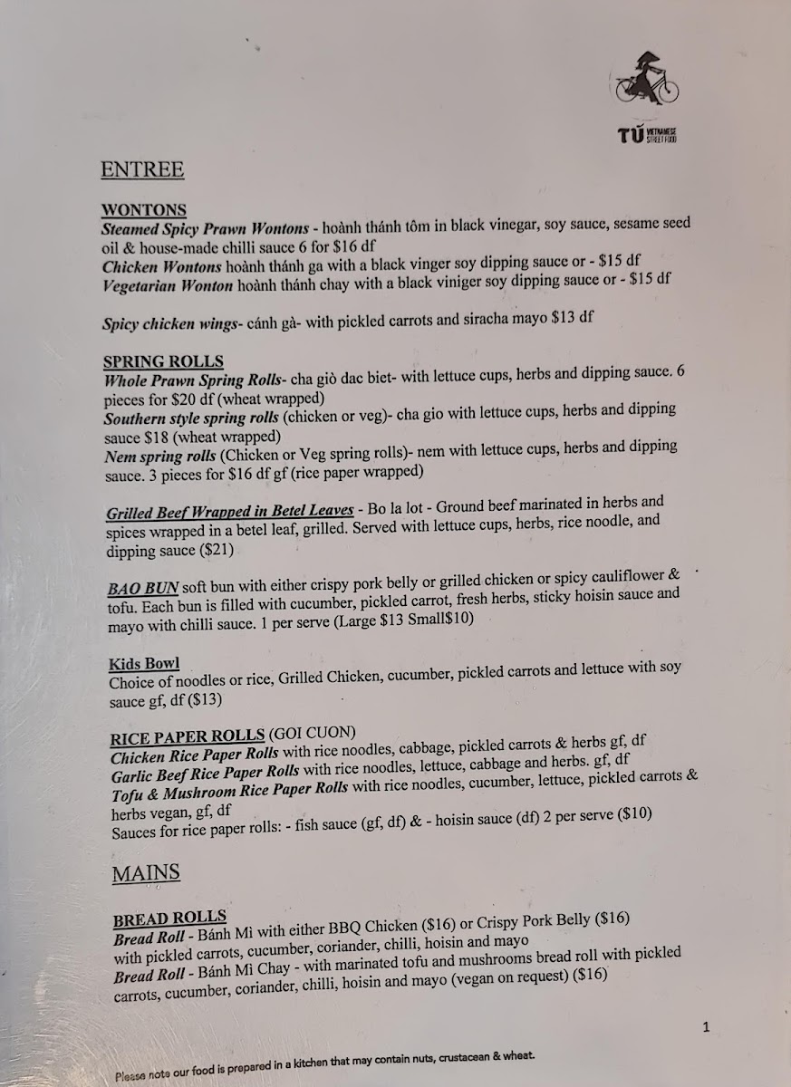 Tu Vietnamese Street Food Photo Menu 2