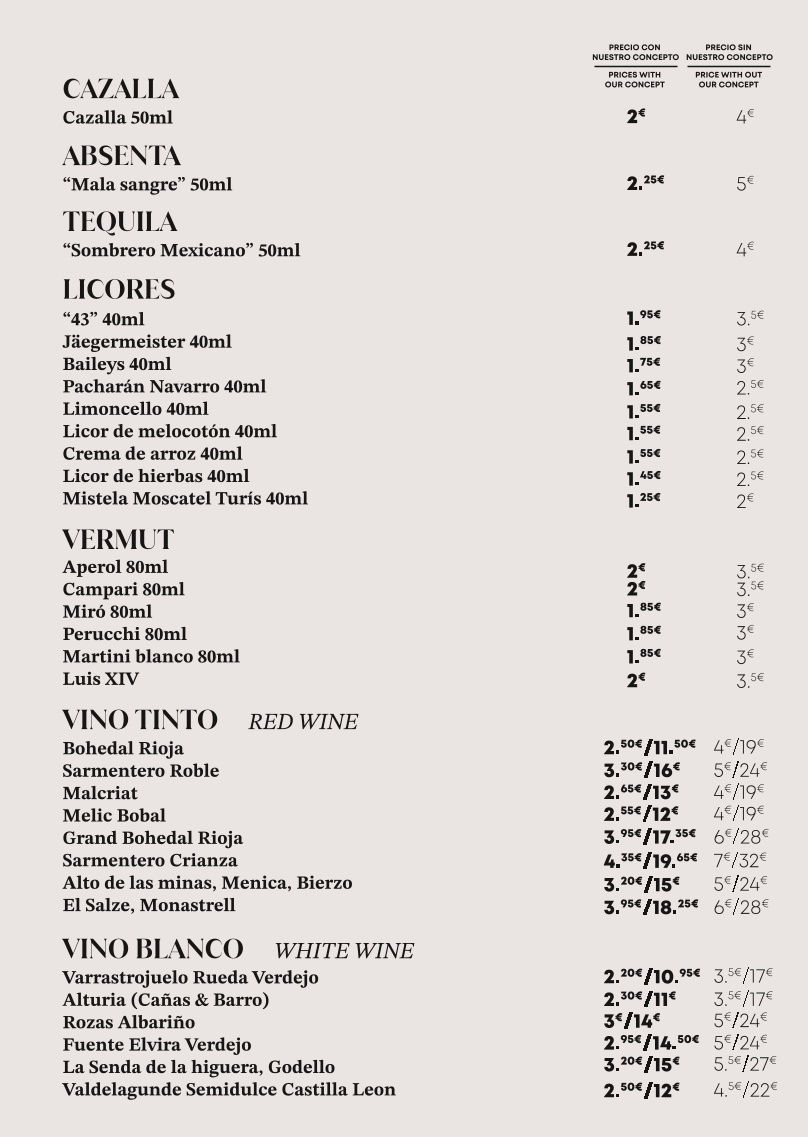 Torero y Vino Photo Menu 5