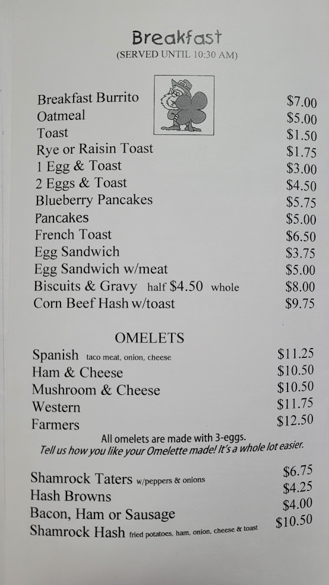 Shamrock Tavern Photo Menu 2