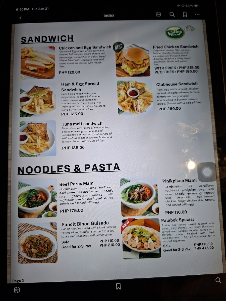 Valley Bread Café - Km4, La Trinidad Photo Menu 2