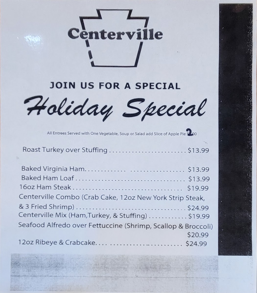 Centerville Diner 1 Photo Menu 1