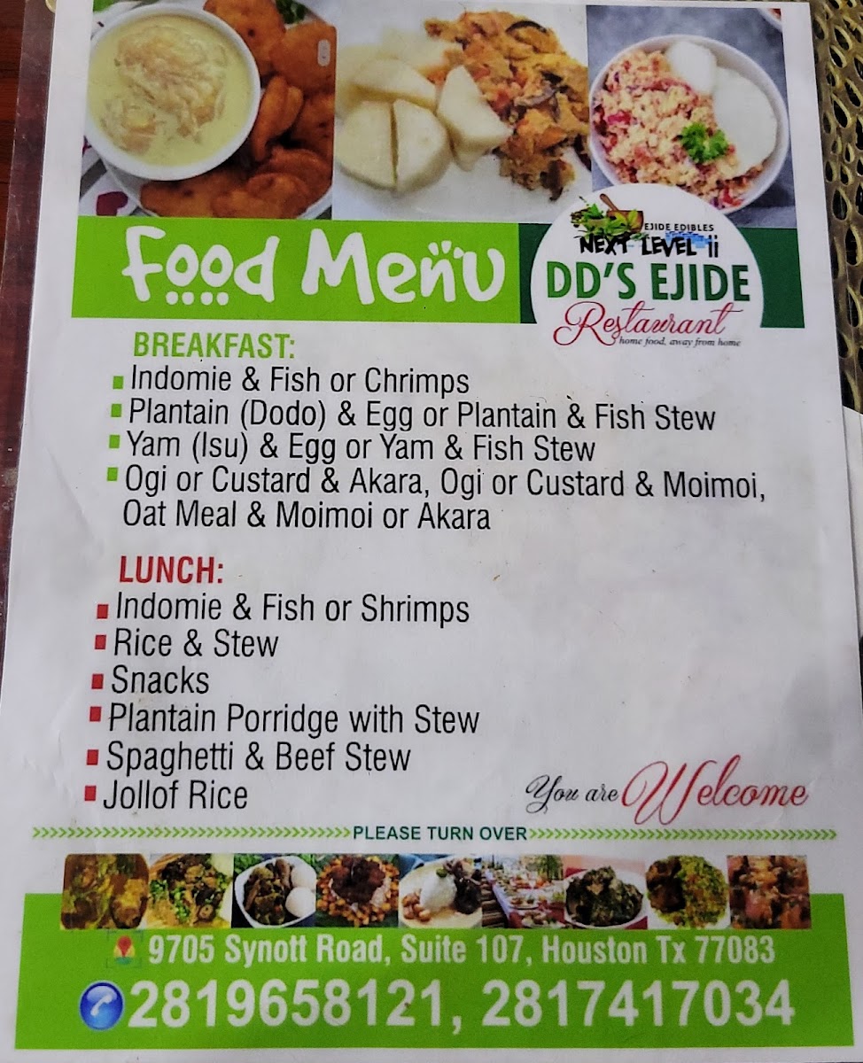 EJIDE AFRICAN RESTAURANT AND BAR Photo Menu 3