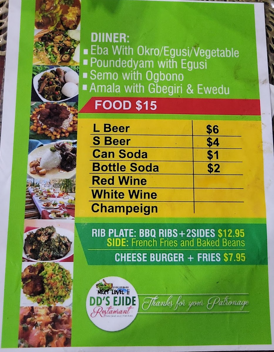 EJIDE AFRICAN RESTAURANT AND BAR Photo Menu 5