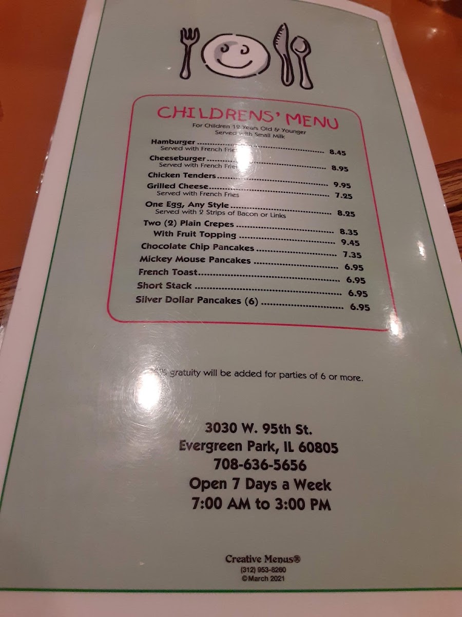 Golden Griddle Pancake House Photo Menu 1