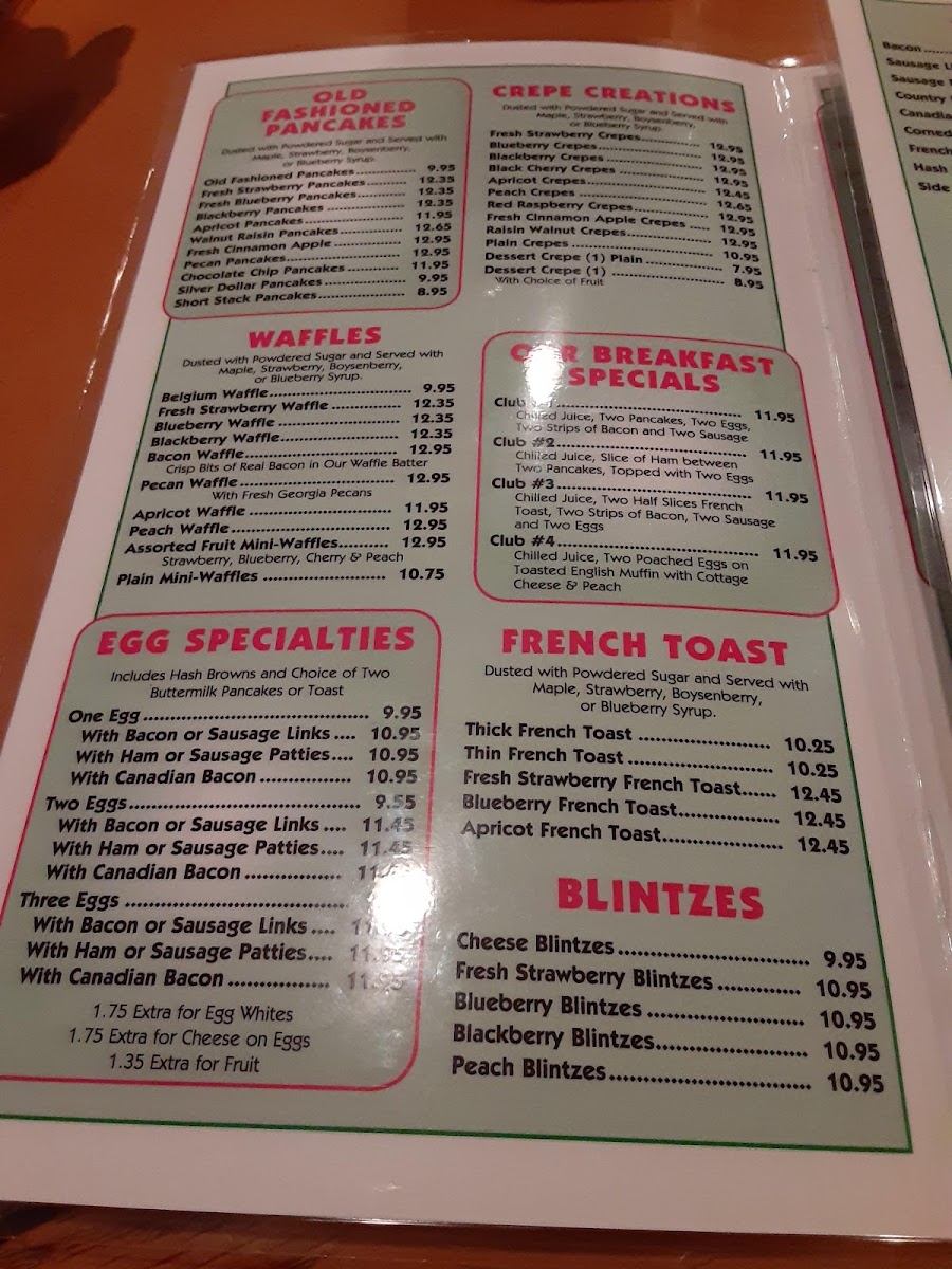 Golden Griddle Pancake House Photo Menu 2