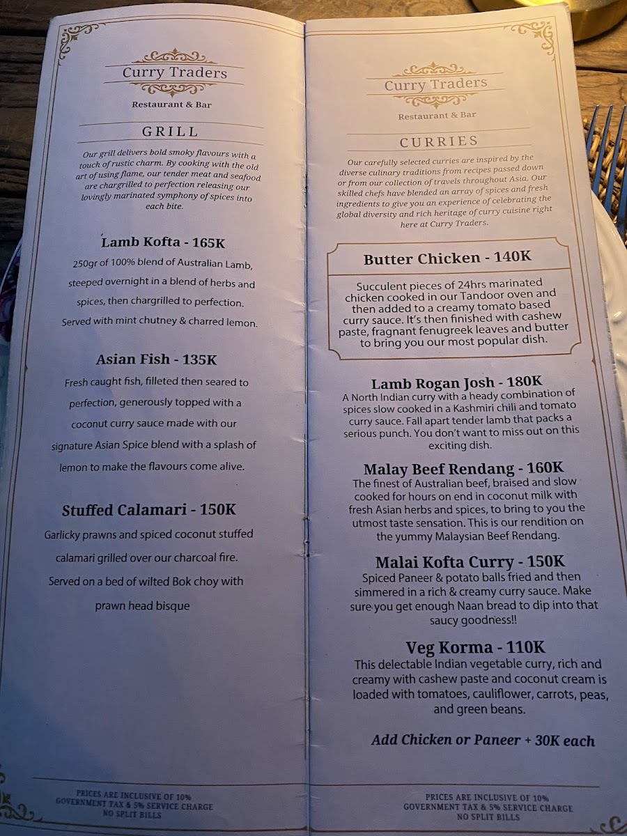 Curry Traders Restaurant and Bar Photo Menu 3