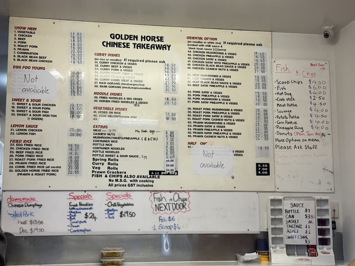 Tony’s Buller Cafe Chinese takeaway Photo Menu 3