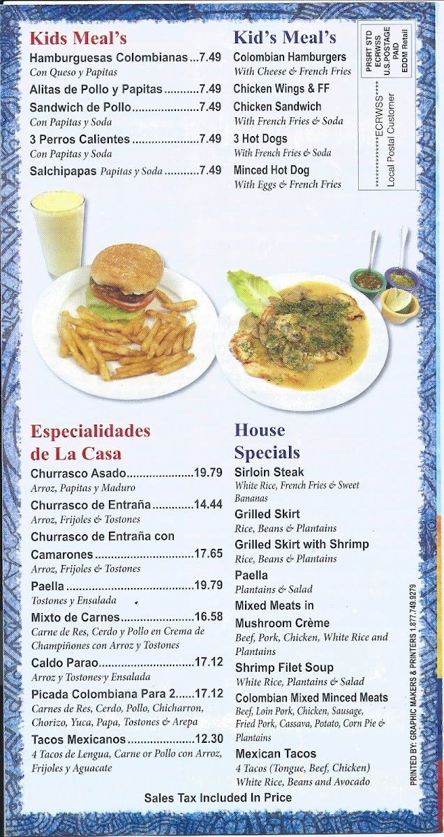Los Criollos Colombian Restaurant Photo Menu 6