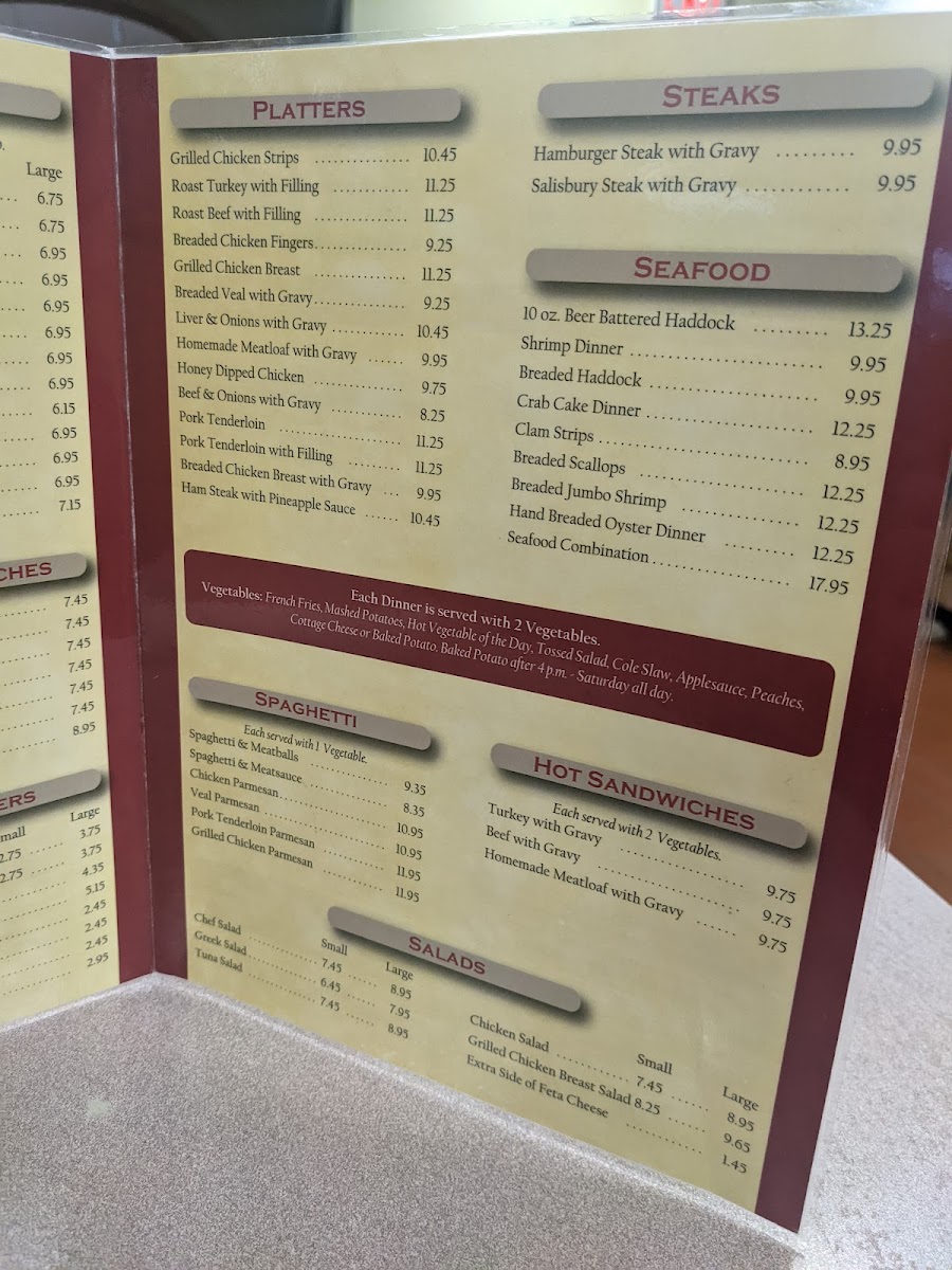 Stoner's Family Restaurant Photo Menu 1