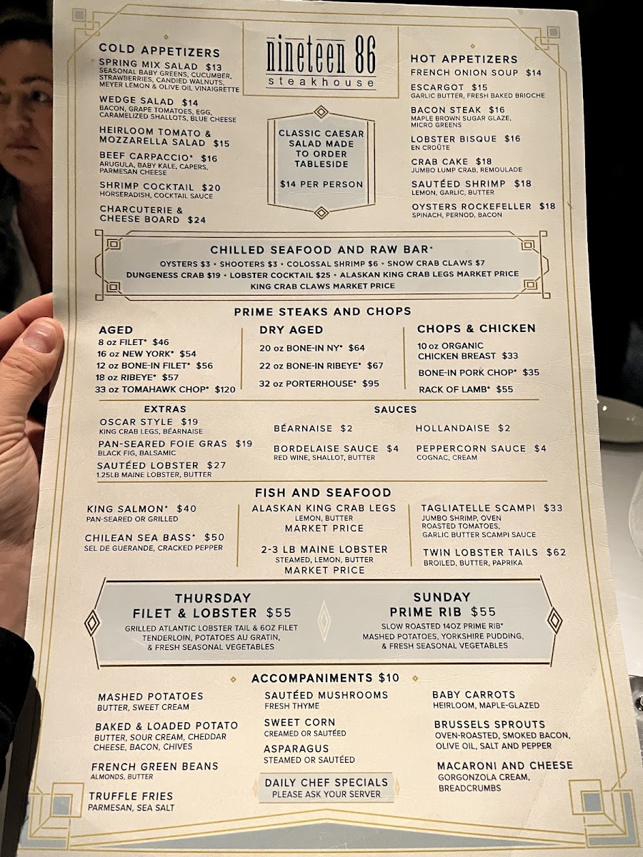 Nineteen 86 Steakhouse Photo Menu 1