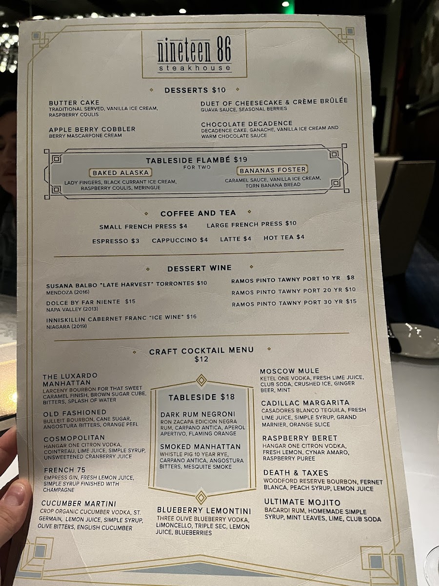 Nineteen 86 Steakhouse Photo Menu 4