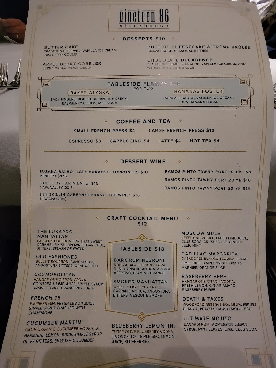 Nineteen 86 Steakhouse Photo Menu 5