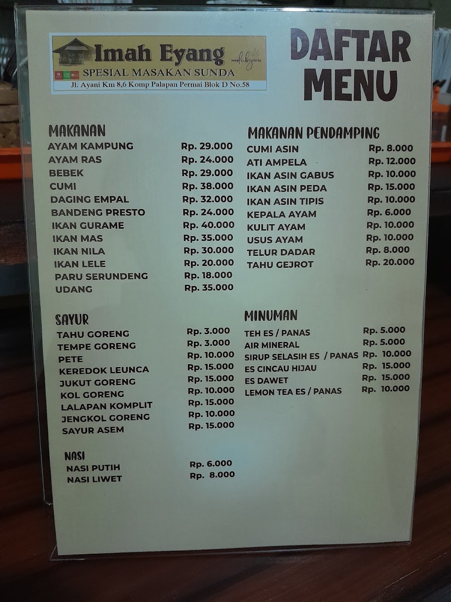 Rumah Makan Sunda 'Imah Eyang' Photo Menu 1