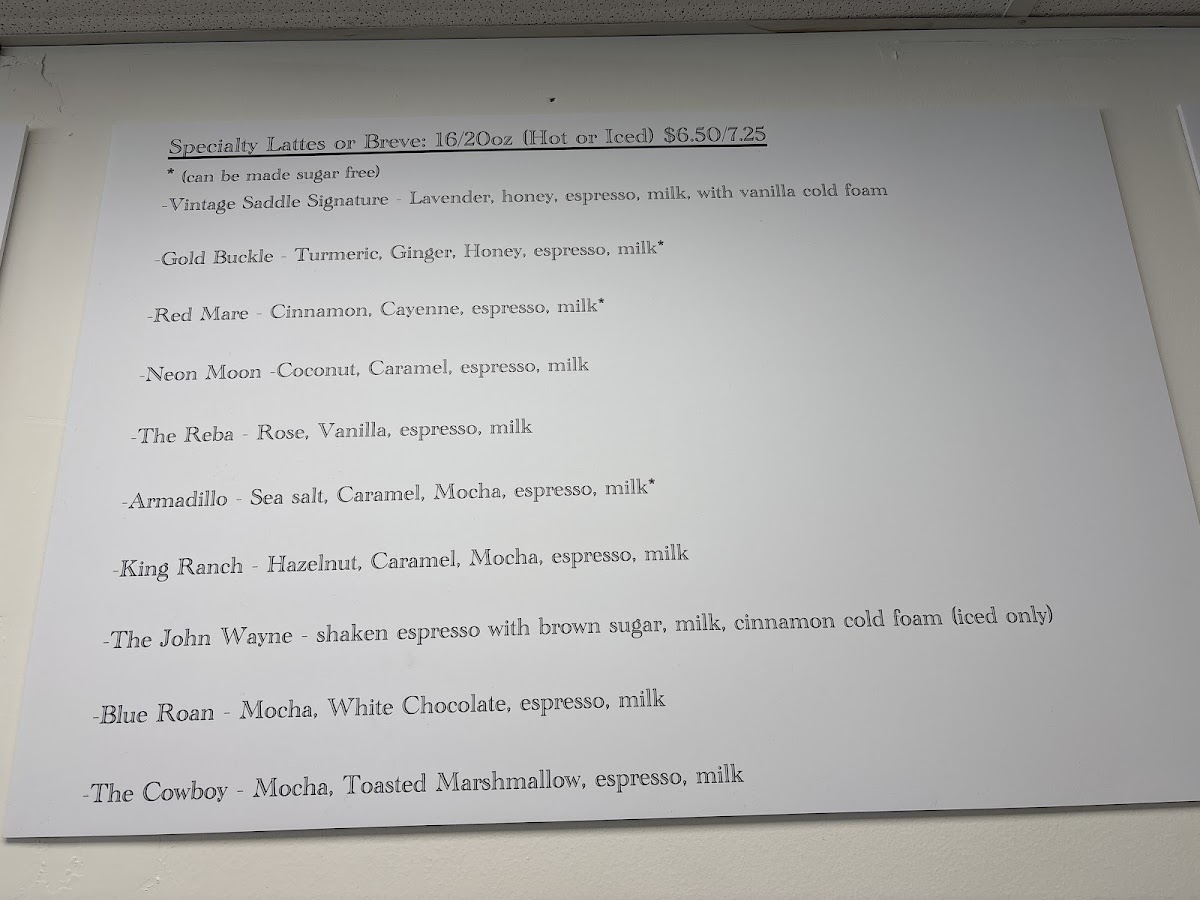 Vintage Saddle Coffee Co. Photo Menu 2