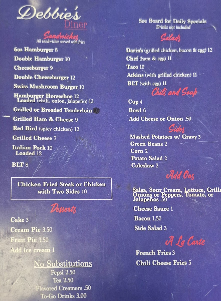 Debbie's Diner Photo Menu 3