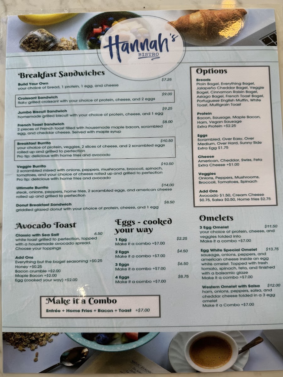 Hannah’s Bistro Photo Menu 1