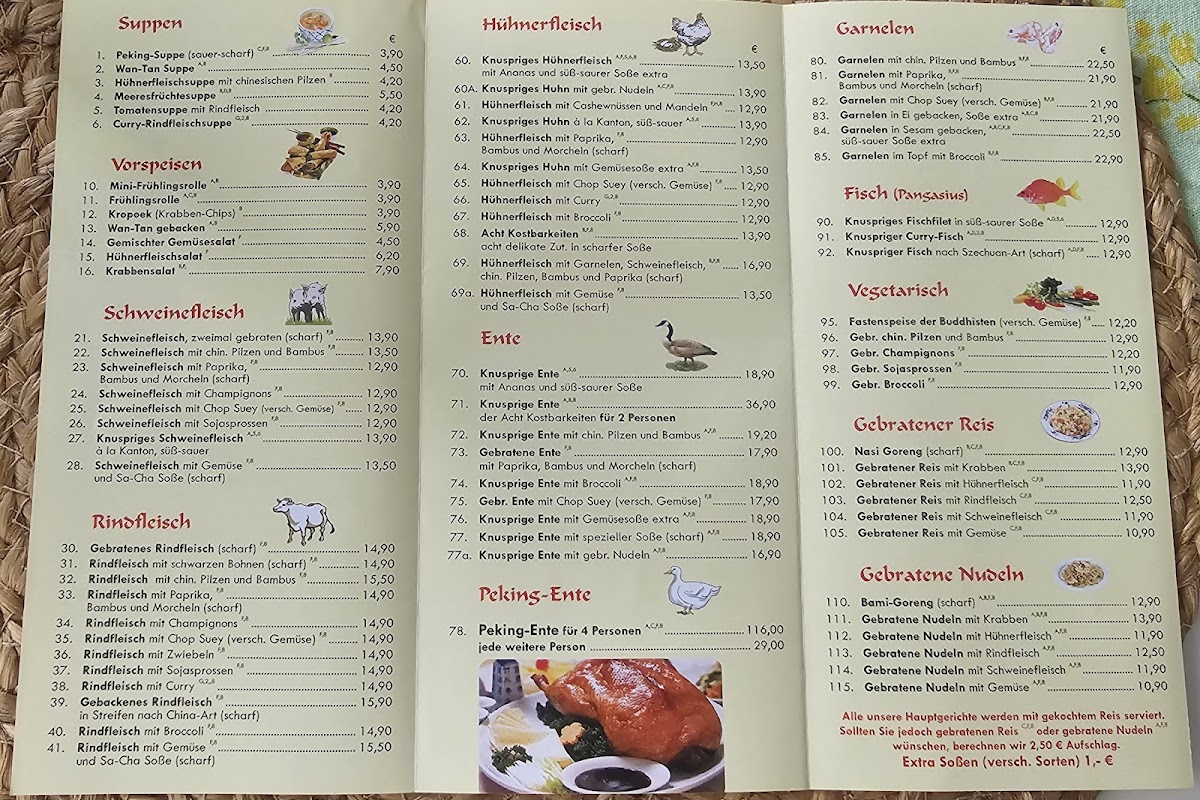 China-Restaurant Sonnengarten Photo Menu 1