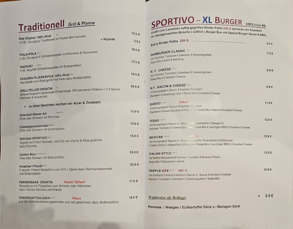 Sportivo Restaurant Photo Menu 2