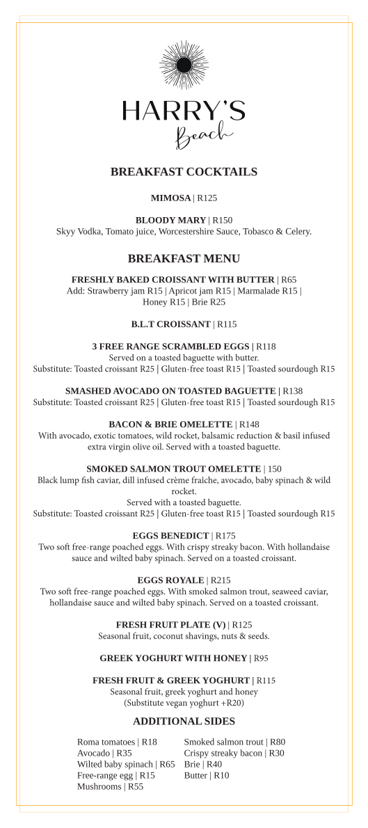 Harry's Beach Restaurant Photo Menu 2