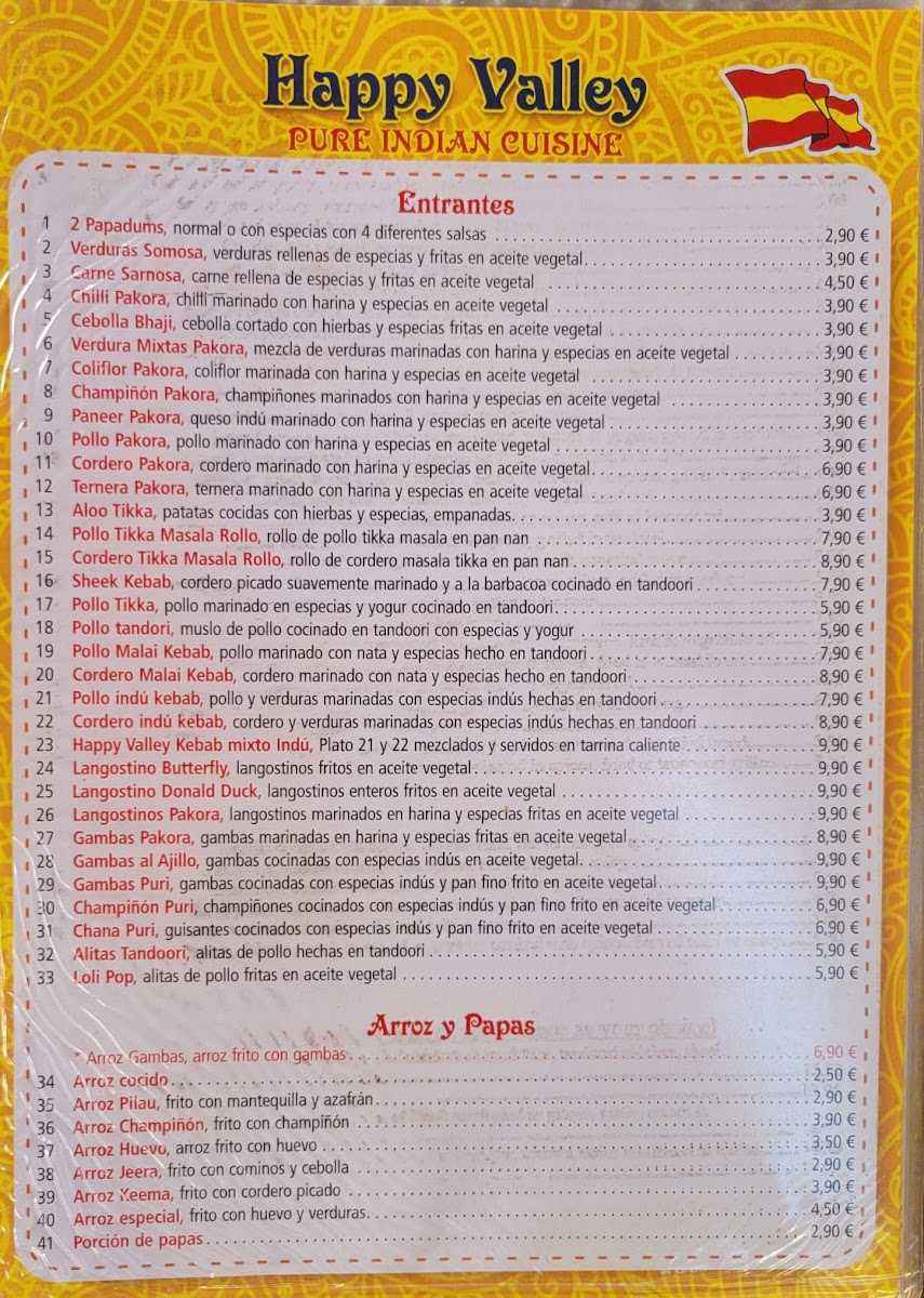Happy Valley Indian Resturant Photo Menu 2