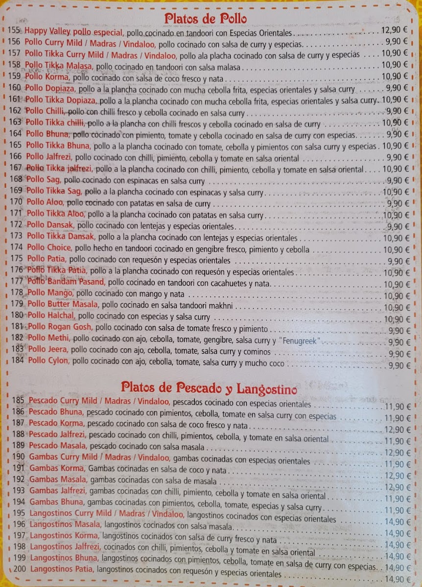 Happy Valley Indian Resturant Photo Menu 5