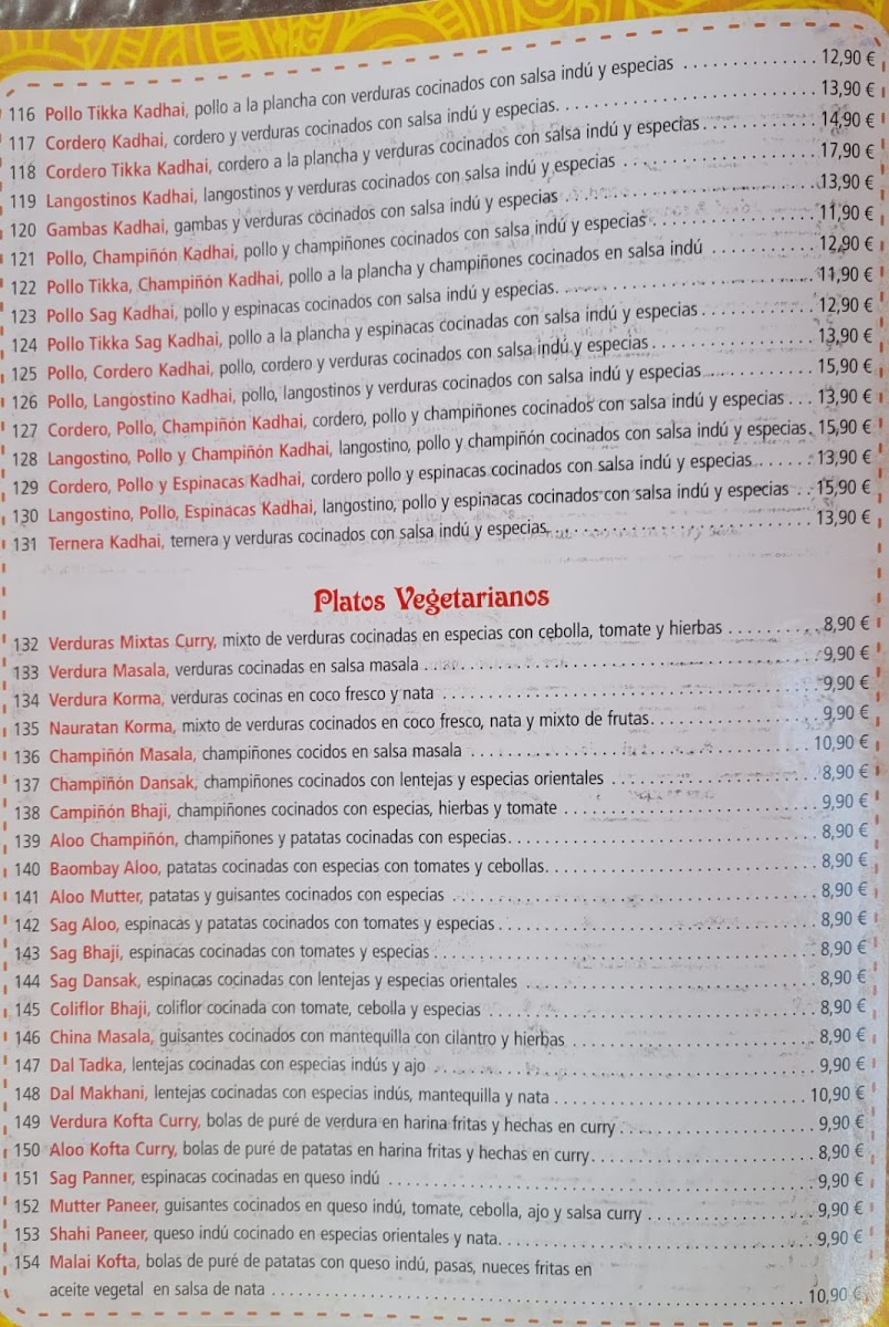 Happy Valley Indian Resturant Photo Menu 8