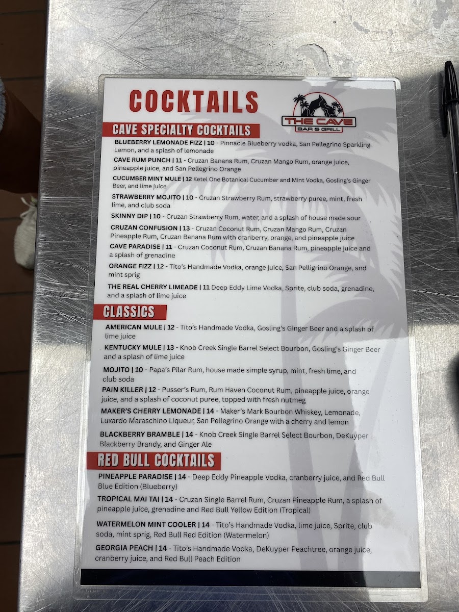 The Cave Bar & Grill Photo Menu 2