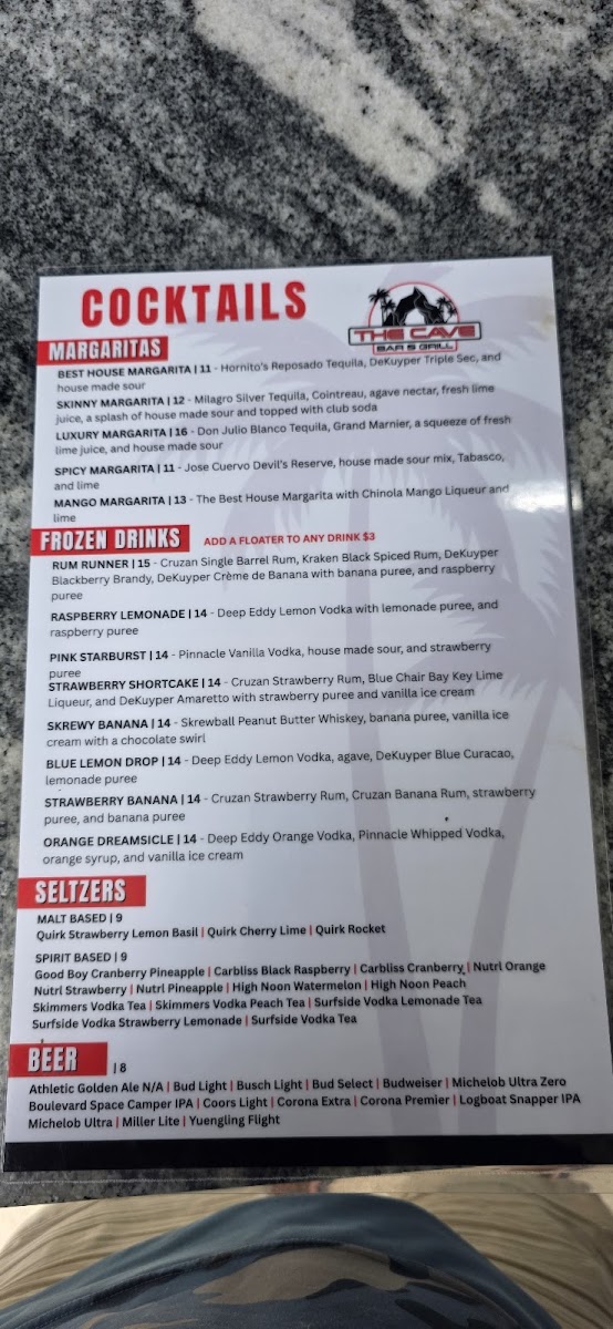 The Cave Bar & Grill Photo Menu 4