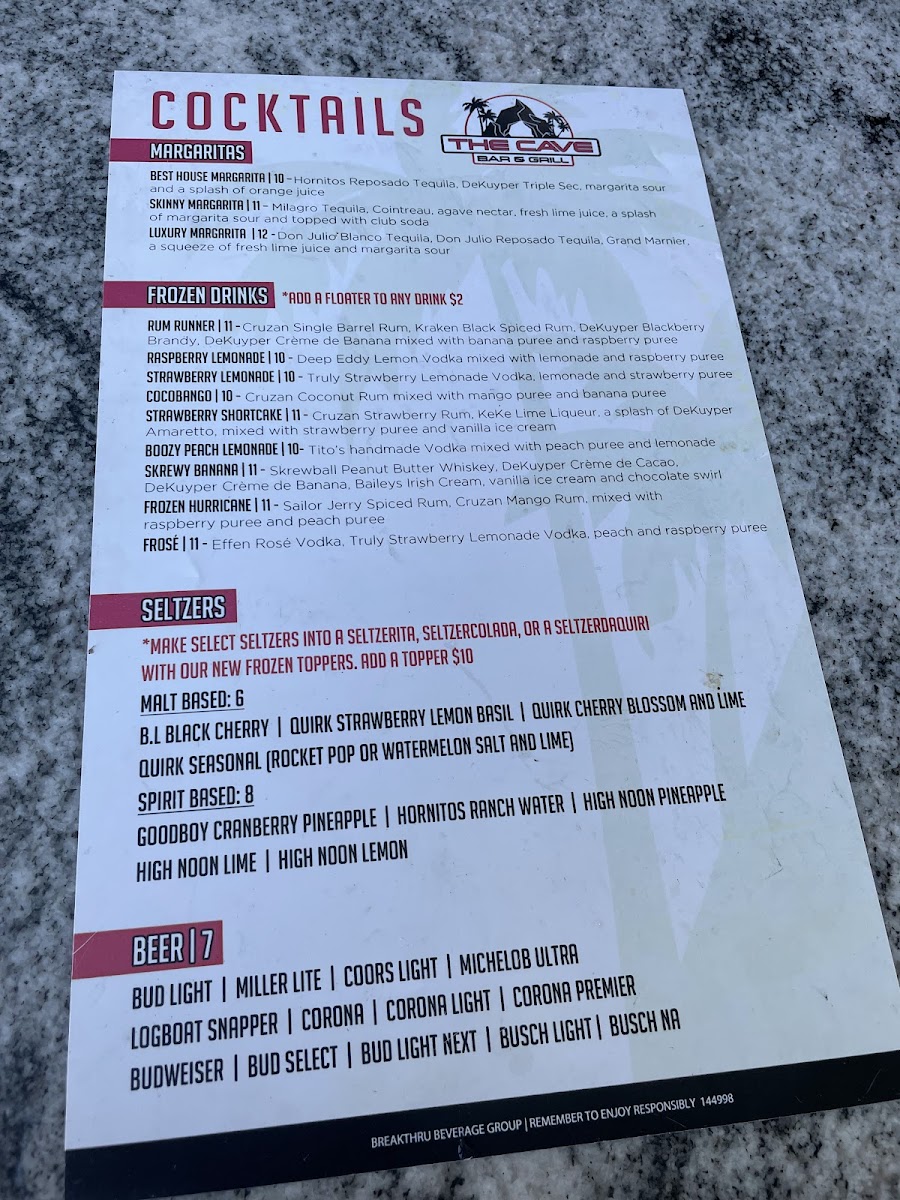 The Cave Bar & Grill Photo Menu 8