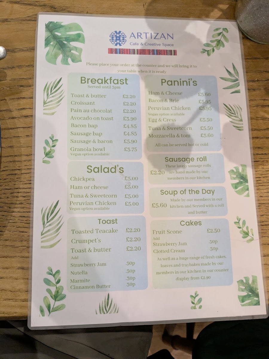 Artizan Cafe Photo Menu 2