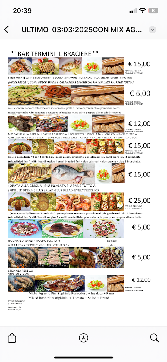 Trattoria Bar Termini IL Braciere Photo Menu 2