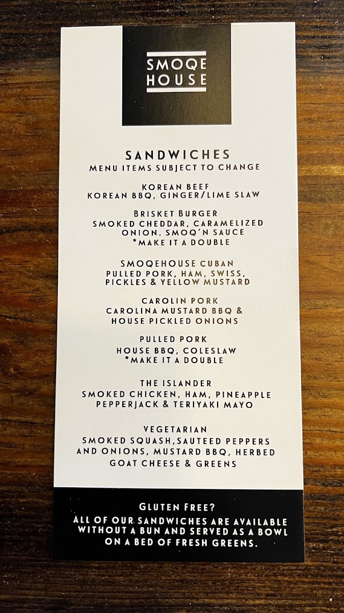 Smoqehouse Photo Menu 8
