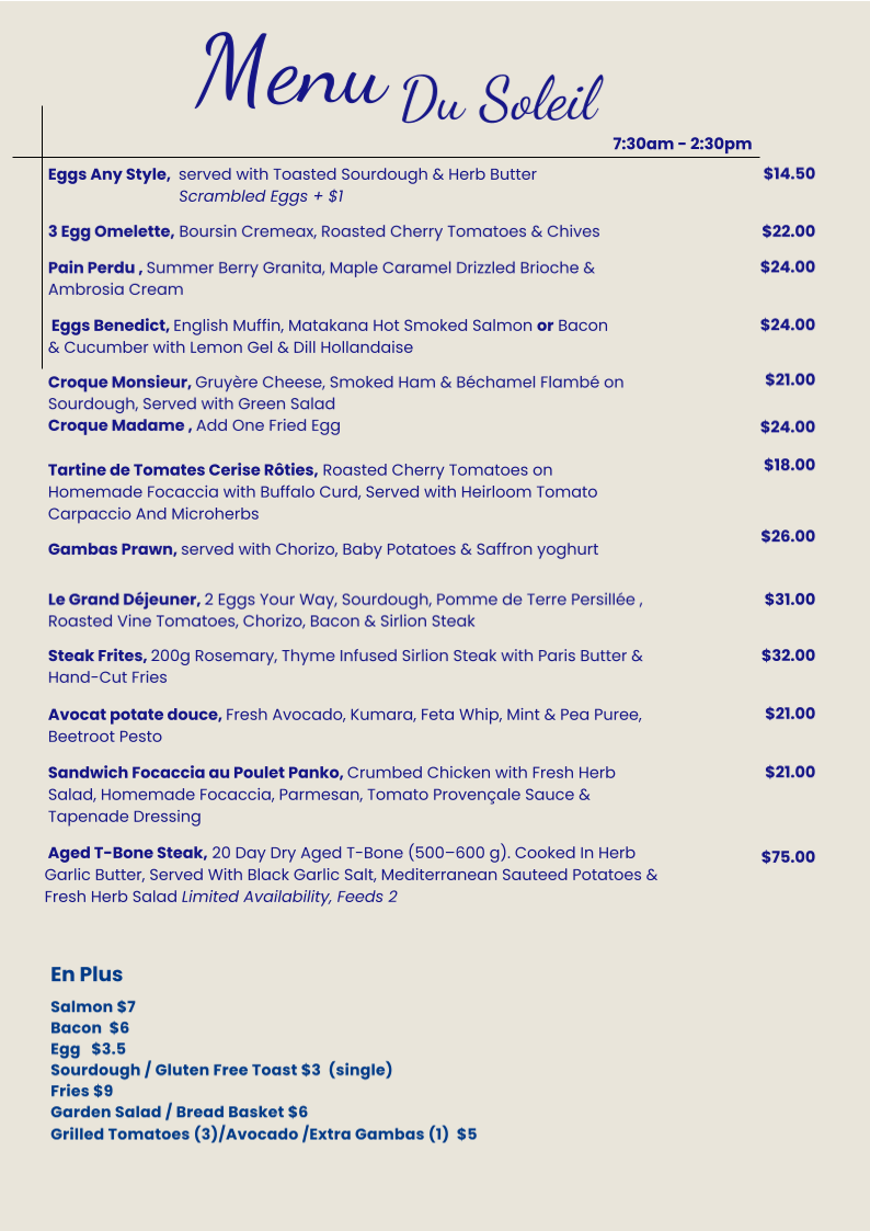 Little French Cafe Mt Albert Photo Menu 1