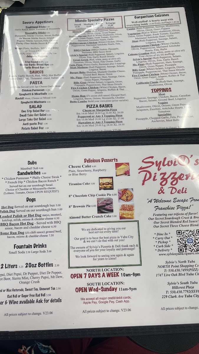Sylvio's Pizzeria & Deli Photo Menu 1