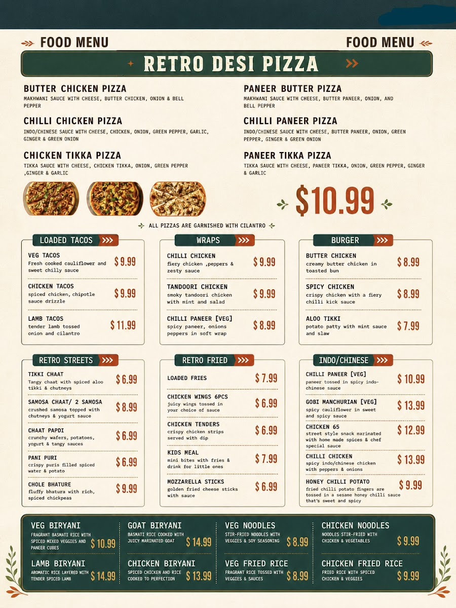 Retro Indian Grill Photo Menu 1