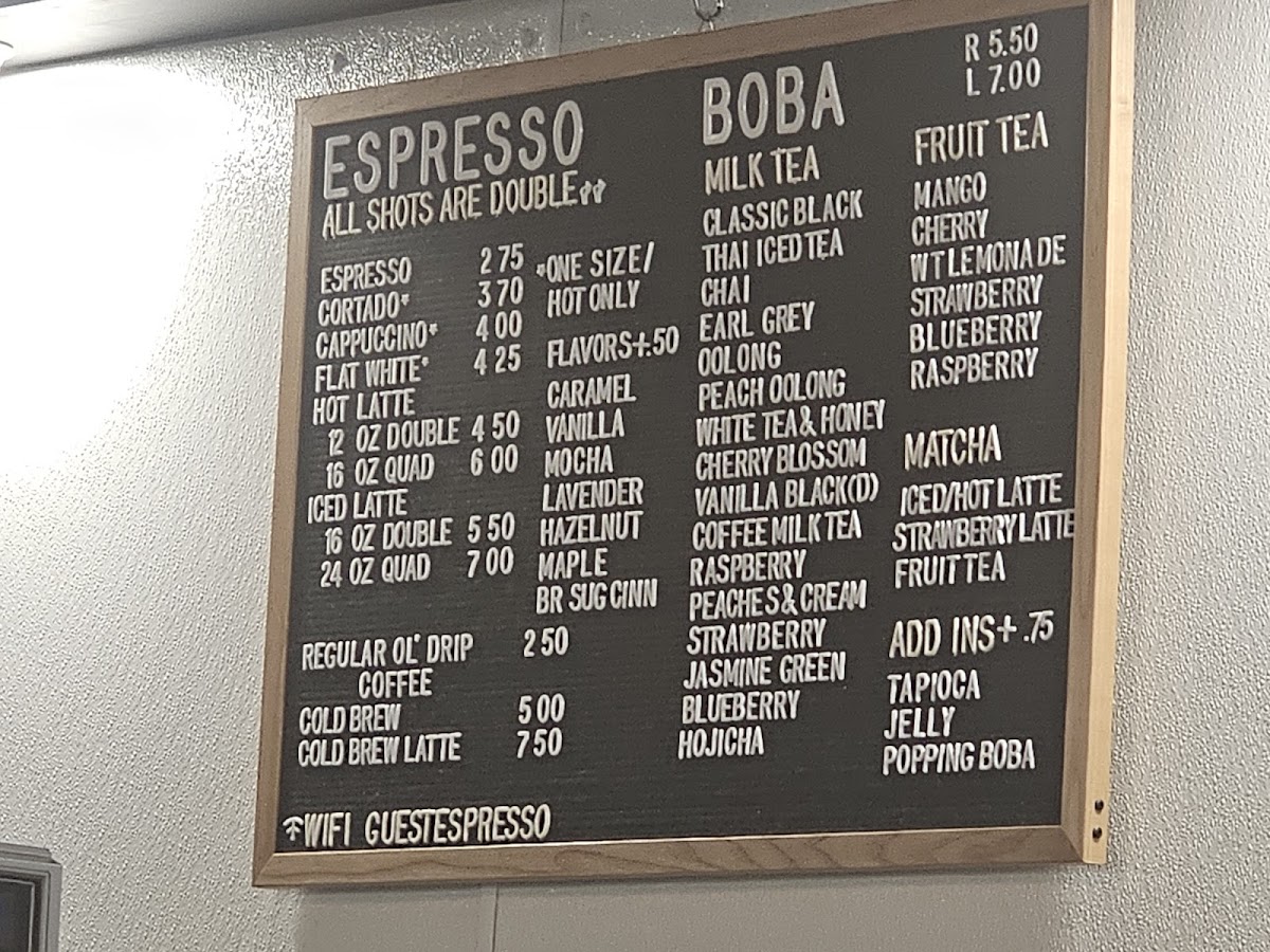 Storied Espresso & Boba - SCHENECTADY Photo Menu 1