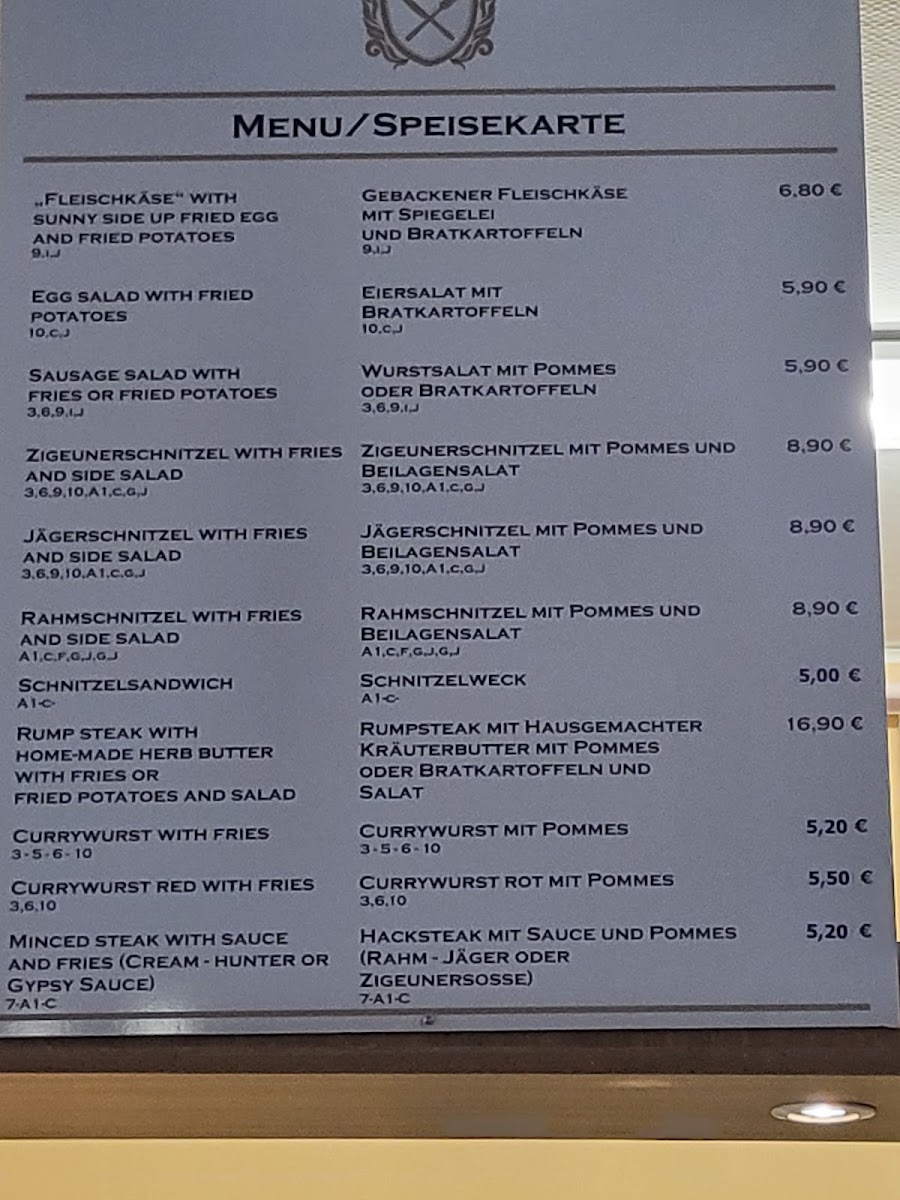German Canteen Photo Menu 2